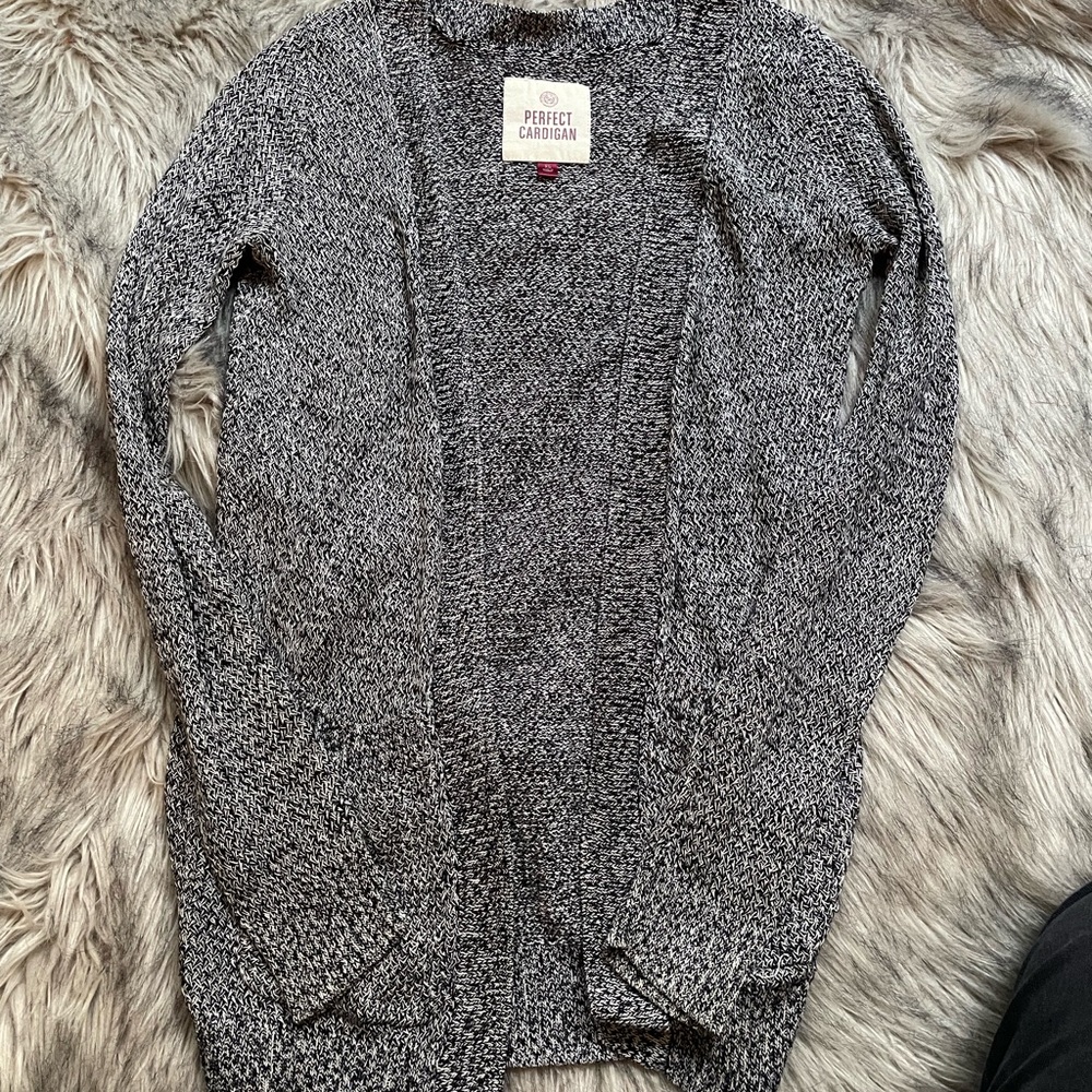 SO Heathered Dark Gray Cardigan Sweater